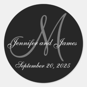 Mariage Date Prénoms Monogramme initial Sticker