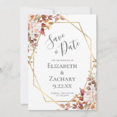 Mariage d'automne Floral Or Save the Date (Devant)