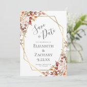 Mariage d'automne Floral Or Save the Date (Debout devant)