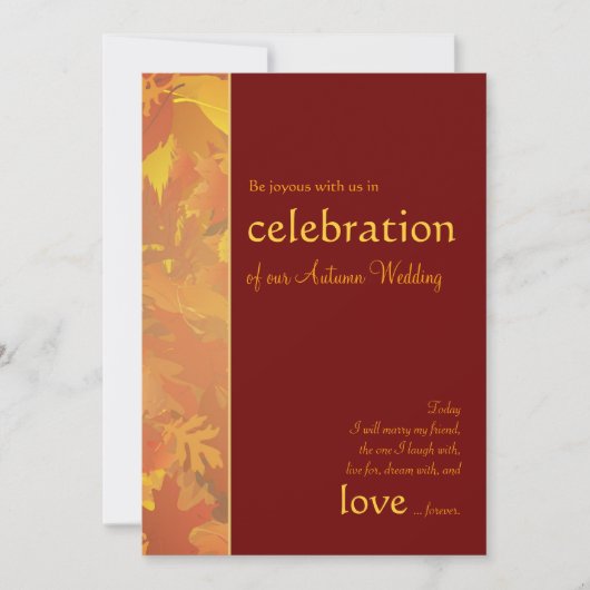Mariage d'automne - Invitations de mariage contemp (Devant)