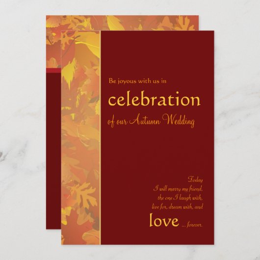 Mariage d'automne - Invitations de mariage contemp (Devant / Derrière)