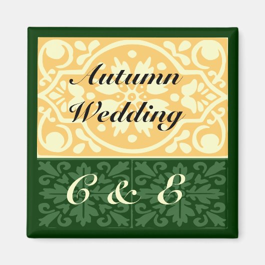 Mariage d'Automne Monogramme Personnalisé Aimant V (Devant)
