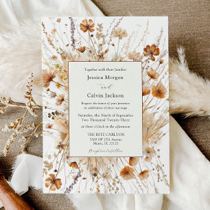 Mariage d'automne Orange Floral Invitation