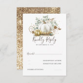 Mariage de automne Citrouille or et blanc RSVP (Devant / Derrière)