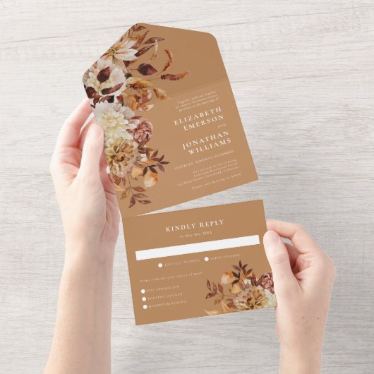 Mariage de automne d'or tout en une invitation (Déchirure)