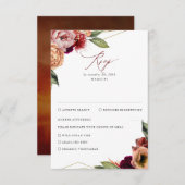 Mariage de automne Floral Bourgogne et Orange RSVP (Devant / Derrière)