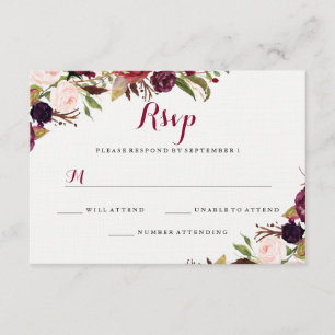 Mariage de automne Floral Rouge Bourgogne RSVP