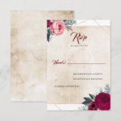Mariage de automne Floral Rouge Bourgogne RSVP (Devant / Derrière)
