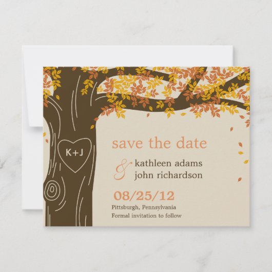 Mariage de automne Oak Tree Enregistrer La Carte D (Devant)
