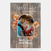 Mariage de automne photo Rustic Wood Bienvenue (Recto)