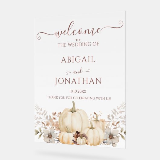 Mariage de automne rustique Citrouille Aquarelle B (Angle)