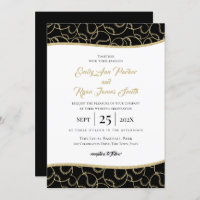 Mariage de baseball Gold et Black Invitation