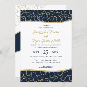 Mariage de baseball Gold et Blue Invitation