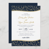 Mariage de baseball Gold et Blue Invitation (Devant / Derrière)