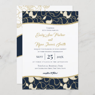 Mariage de baseball Gold et Blue Invitation