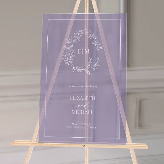 Mariage de bienvenue Lavender Leafree Crest Monogr