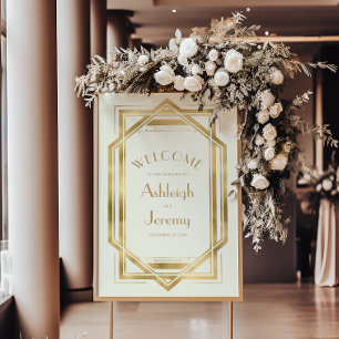 Mariage de bienvenue or ivoire déco vintage des an