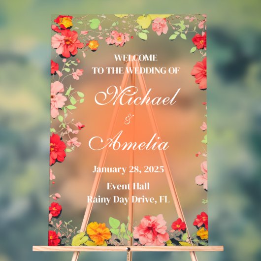 Mariage de bienvenue Signé rouge orange rose rose  (Neutre)