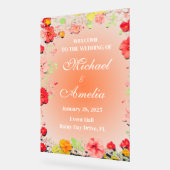 Mariage de bienvenue Signé rouge orange rose rose  (Angle)