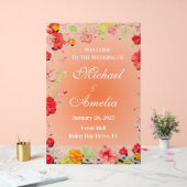 Mariage de bienvenue Signé rouge orange rose rose  (Mariage)