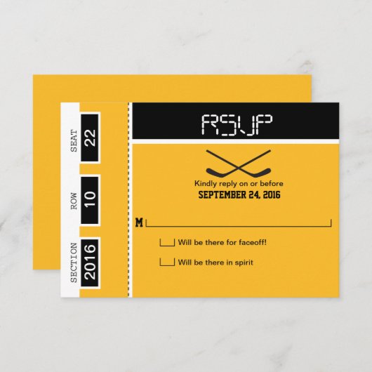 Mariage de billets de hockey RSVP (Devant / Derrière)