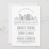 Mariage de Birmingham | Invitation Skyline stylisé (Devant)