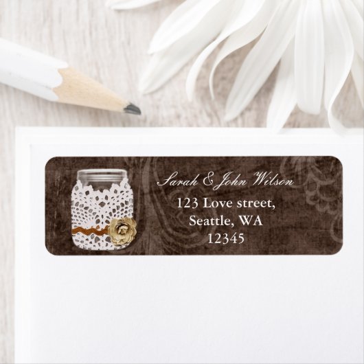 mariage de bocal de maçon rustique, étiquette d'ad (En situation)