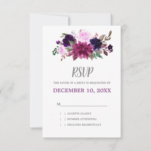 Mariage de Boho Floral de lavande violette RSVP (Devant)