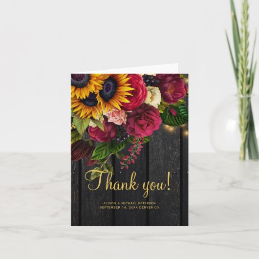 Mariage de bois floral rustique merci (Devant)