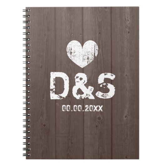 Mariage de bois rustique livre d'invité carnet (Devant)