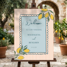 Mariage de bord de mer italien au citron bleu rayé