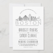 Mariage de Boston | Invitation Skyline stylisée (Devant)