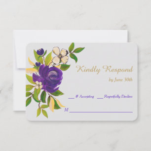 Mariage de bouquet de couleur or violet RSVP