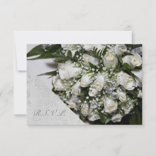 Mariage de bouquet de roses blanches RSVP (Devant)