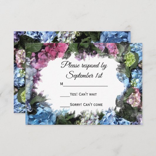 Mariage de cadre de fleurs Hydrangea RSVP (Devant / Derrière)