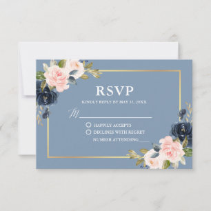 Mariage de cadre doré rose bleu Dusty RSVP
