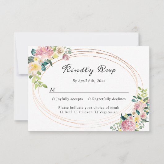 Mariage de cadre floral Oval Pastel moderne RSVP (Devant)