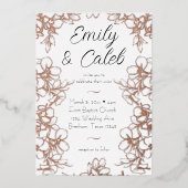 Mariage  de cadre Floral Rose Gold Foil Invitation (Recto)