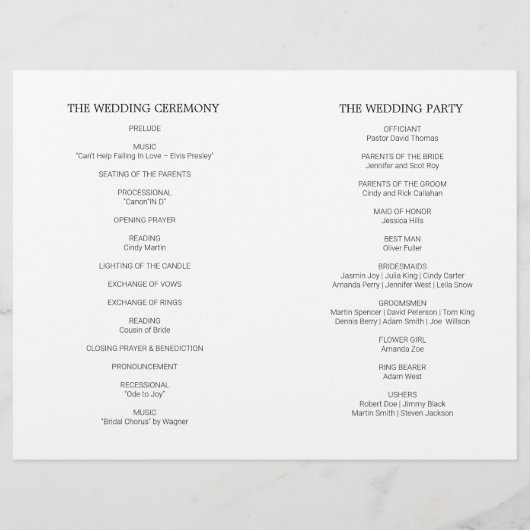 Mariage de cadre or Feuille vert Programme plié (Dos)