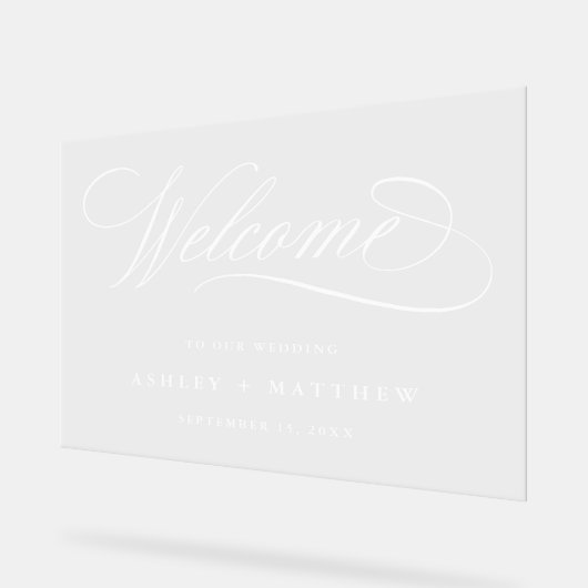 Mariage de calligraphie blanche romantique Bienven (Angle)