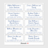 Mariage de calligraphie bleue Étiquette de adresse (Feuille)