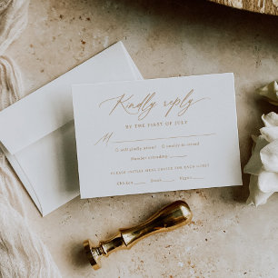 Mariage de calligraphie dorée moderne Menu RSVP Ca