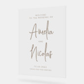 Mariage de calligraphie manuscrite Taupe Bienvenue (Angle)