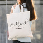 Mariage de calligraphie moderne de Bridesmaid<br><div class="desc">Bridesmaid Modern Calligraphy Mariage Sac fourre-tout propose une calligraphie amusante et jolie,  ainsi qu'un nom personnalisé.</div>