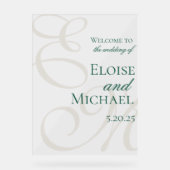 Mariage de calligraphie moderne Elégant Vert Monog (Recto)