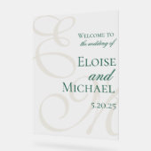 Mariage de calligraphie moderne Elégant Vert Monog (Angle)