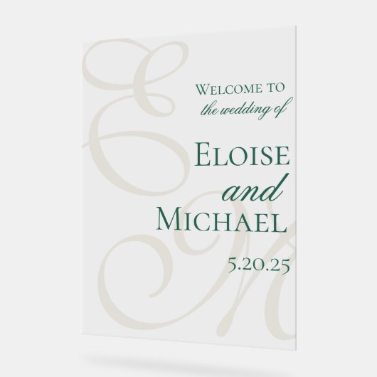 Mariage de calligraphie moderne Elégant Vert Monog (Angle)