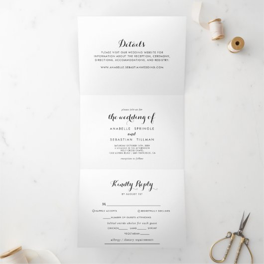 Mariage de calligraphie moderne Invitation à trois (Intérieur)