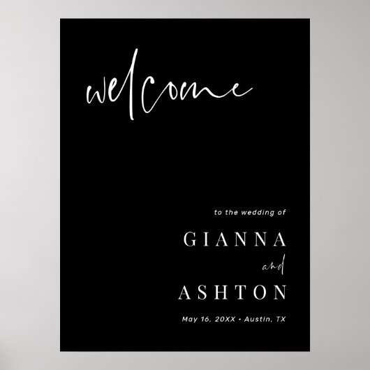 Mariage de calligraphie moderne noire Affiche de b (Devant)