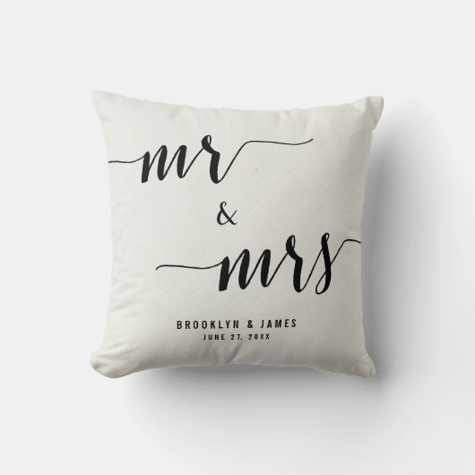 Mariage de calligraphie noir et blanc Coussins (Recto)